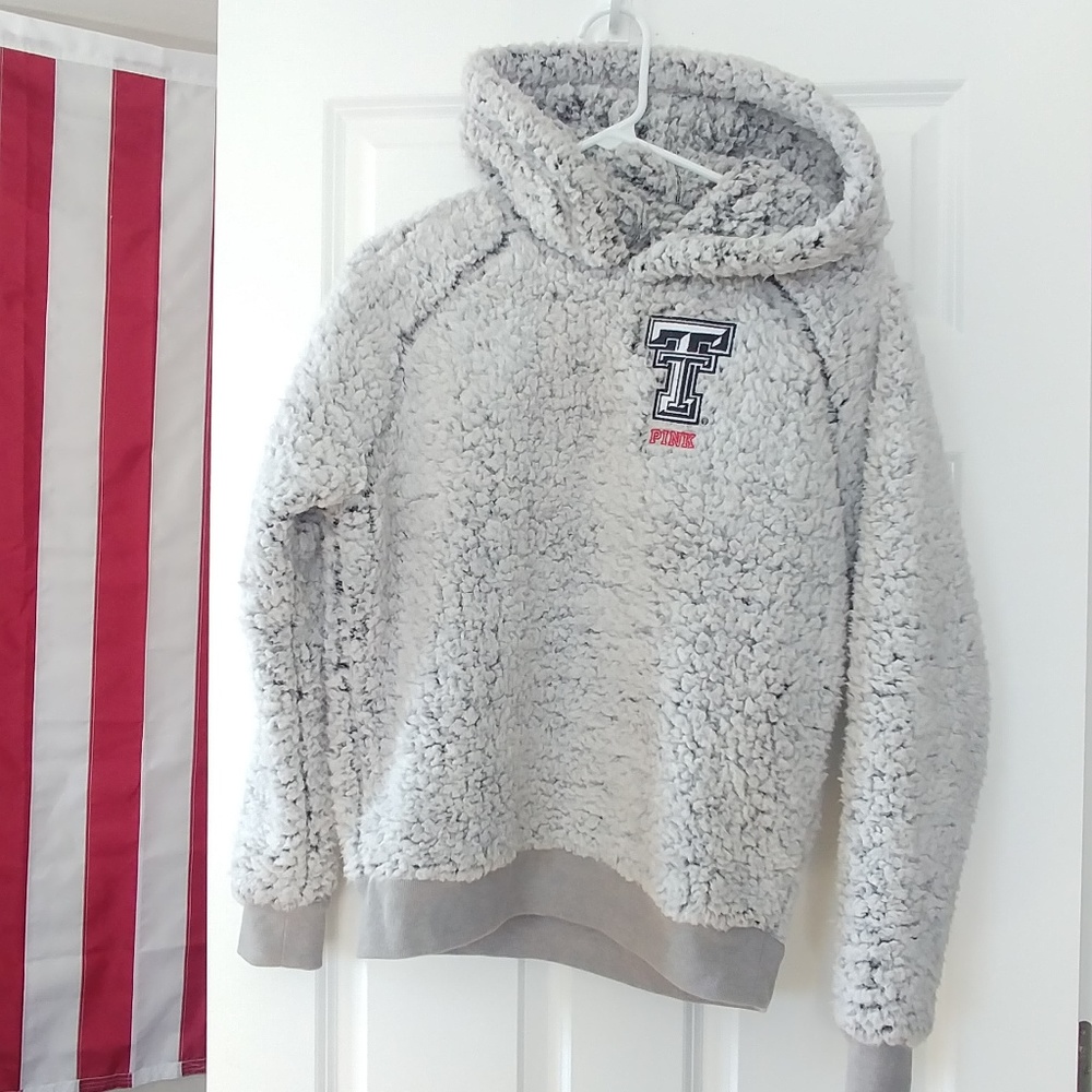 new VICTORIA'S SECRET PINK TEXAS TECH SHERPA HOODI